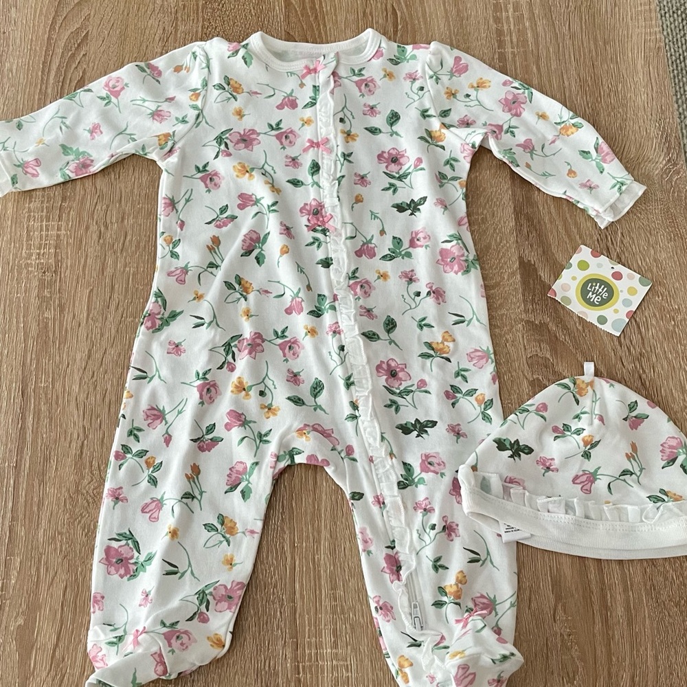 Little Me Sleep-and-Play and Hat Set, size 6 months NWT